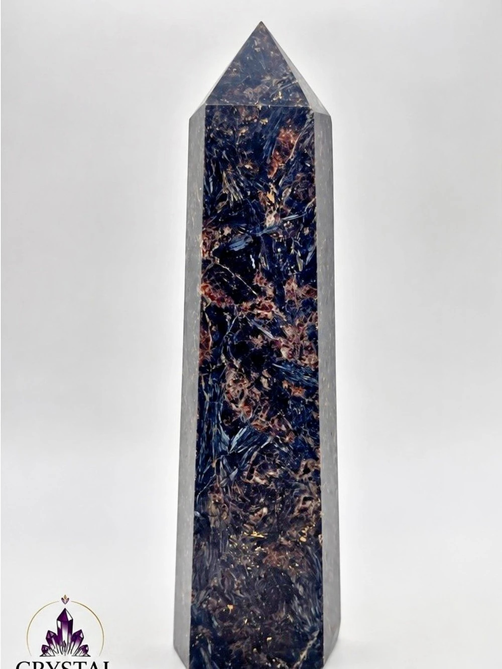 Large Arfvedsonite Crystal Tower 7.5” Black Galaxy Polished 1.23 LB